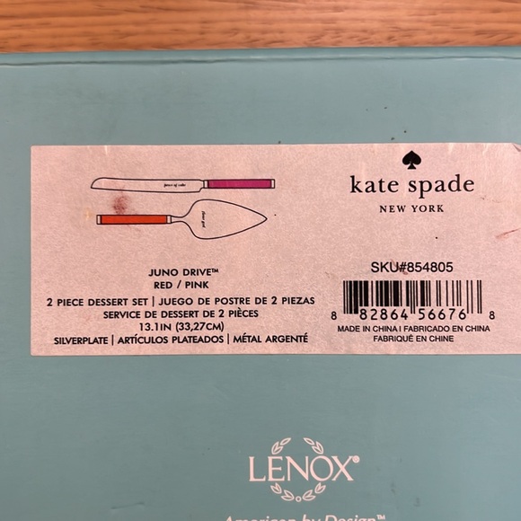 Kate Spade Lenox Juno Drive- 2 piece dessert set pink & red NIB - Picture 3 of 10